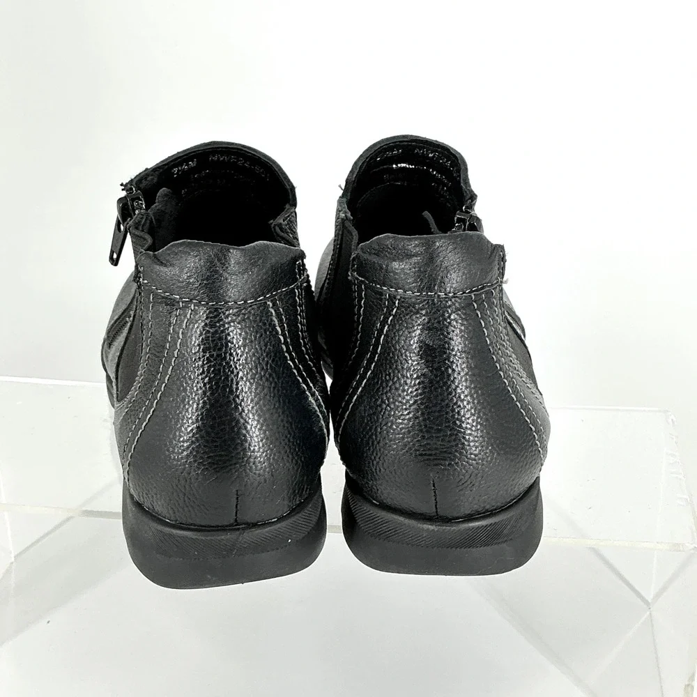 David Tate Size 7.5 Black Leather Ankle Bootie Side‎ Zip Boots Pia